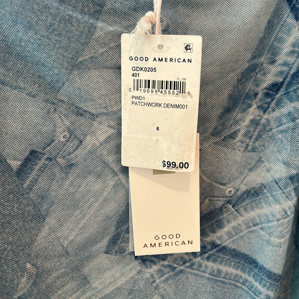 Good American Strapless Patchwork Denim Dress NWT - image 2